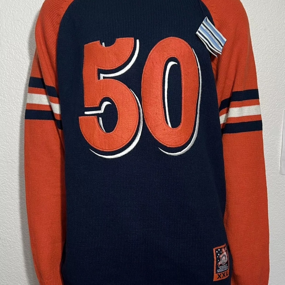Delf sport Varsity Knit Sweater men 3XL Rust Orange 50 Pullover striped baseball